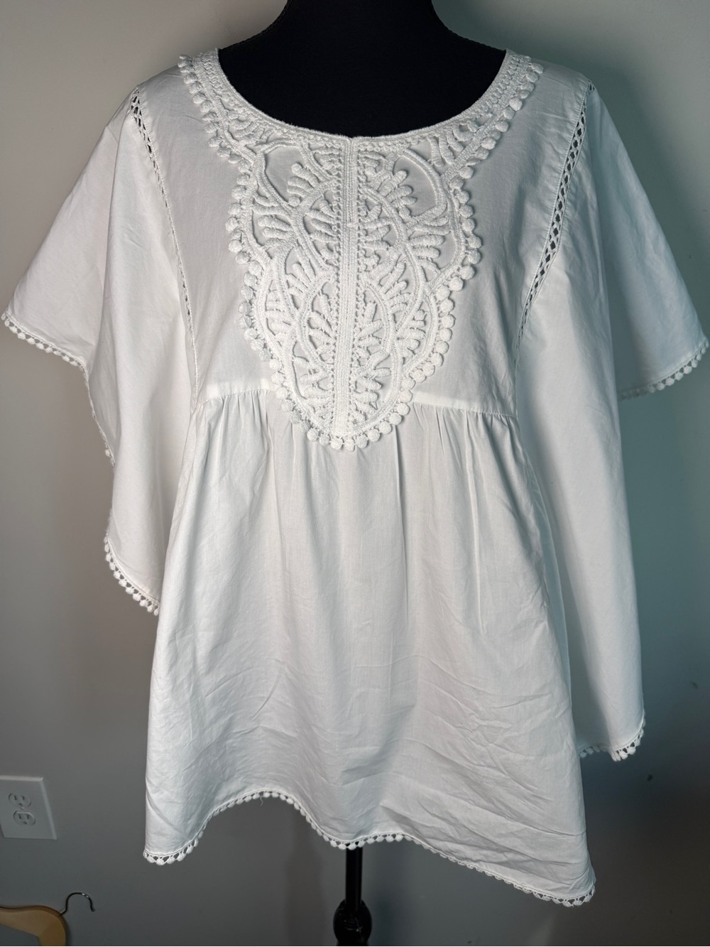 Weill Paris White Cotton Crochet Lace Top Sz 16